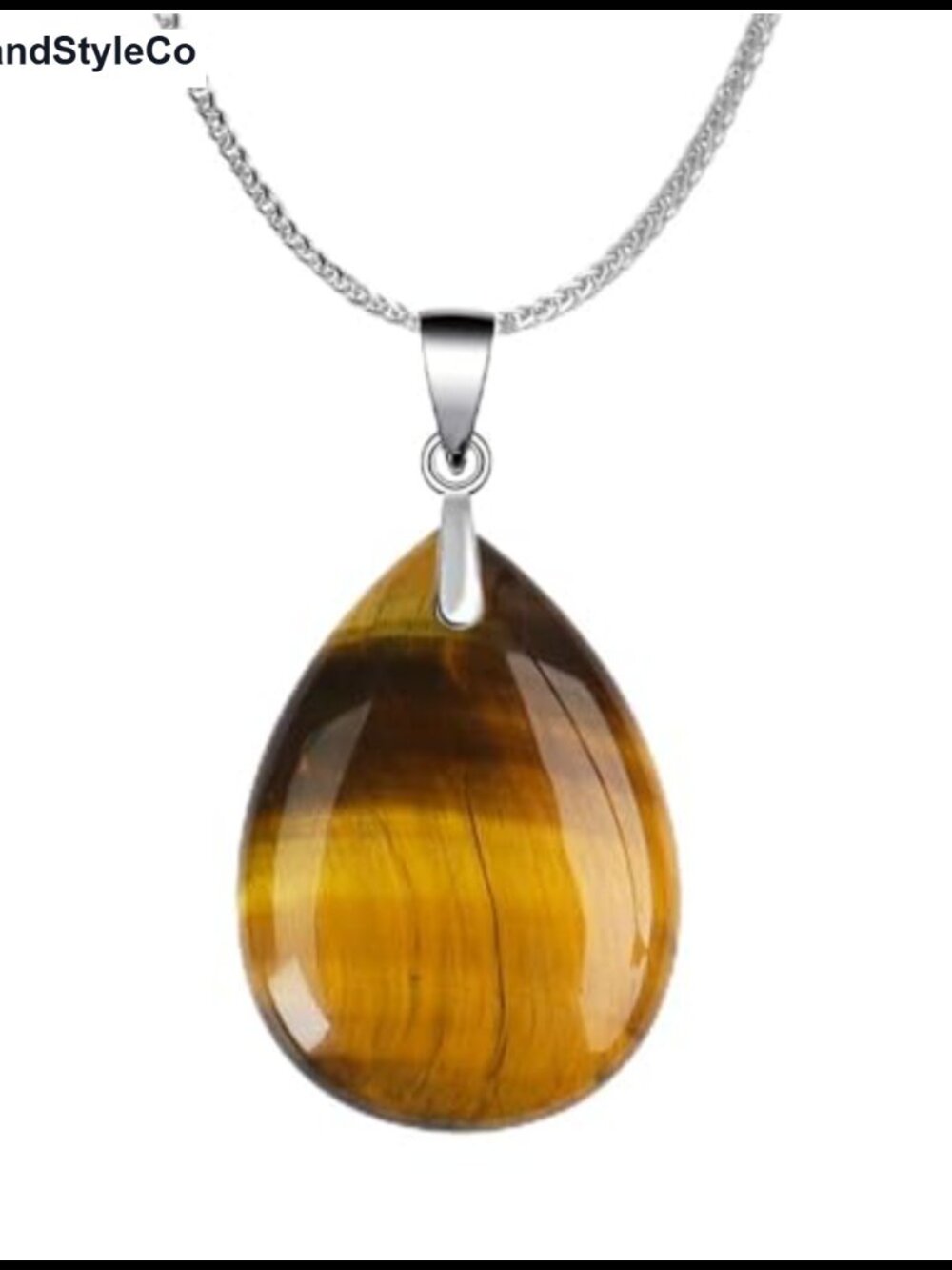 925 Sterling Silver Tiger's Eye Pendant Necklace 18 inch Healing Crystal